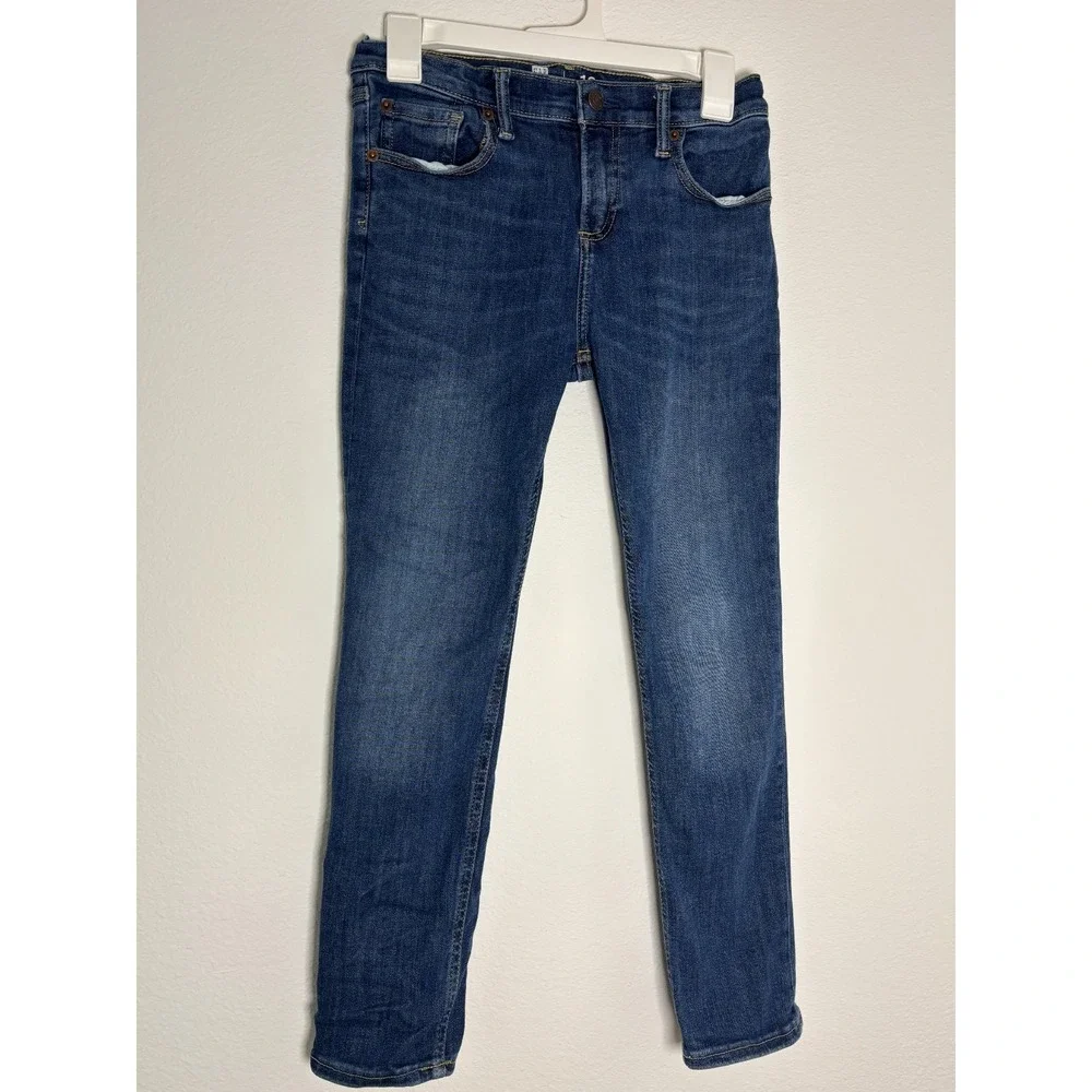 GAP Husky Jeans Boys 10 Blue Denim Medium Wash Stretch 24‎ Inseam Skinny Fit